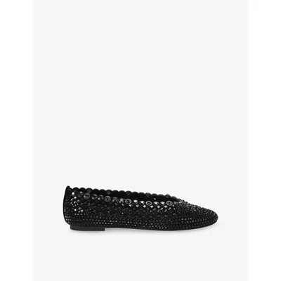 Kurt Geiger Womens Black Jewel Suede Ballet Flats Eur 37 / 4 Uk