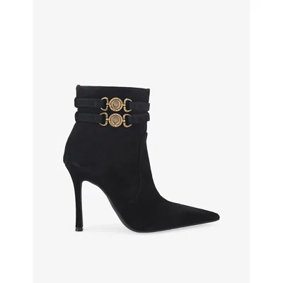 Kurt Geiger Womens Black Mansion Heeled Suede Ankle Boots Eur 38/5 Uk