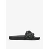 Kurt Geiger Womens Black Meena Eagle-embellished Faux-leather Flat Sandals In Black