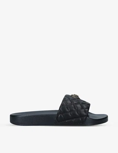 KURT GEIGER WOMENS BLACK MEENA EAGLE RUBBER SLIDERS EUR 38/5 UK,42767040