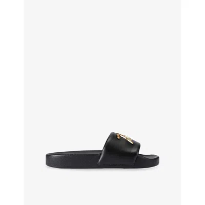 Kurt Geiger Womens Black Meena Kurt Faux-leather Slides Eur 39 / 6 Uk