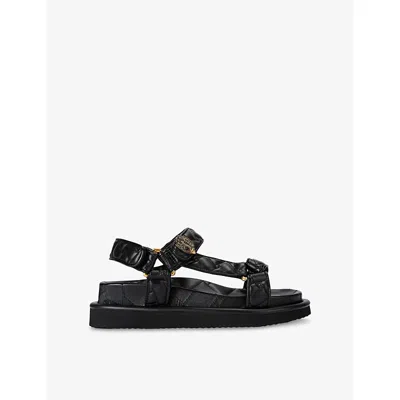 KURT GEIGER WOMENS BLACK ORSON FAUX-LEATHER SANDALS EUR 39 / 6 UK