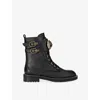 Kurt Geiger Womens Black Stoop Leather Chelsea Biker Boots Eur 37 / 4 Uk In Animal Print