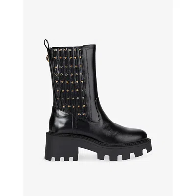 Kurt Geiger Womens Black Stud Leather Chelsea Ankle Boots Eur 39 / 6 Uk