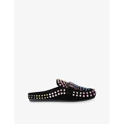 Kurt Geiger Womens Kurt Crystal Suede Slippers Black/comb Eur 38/5 Uk