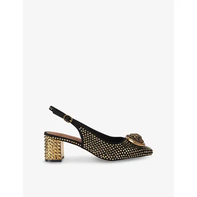 KURT GEIGER WOMENS BLK/OTHER CHELSEA STUD-EMBELLISHED HEELED SLINGBACKS EUR 36 / 3 UK
