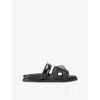 Kurt Geiger Leather Eagle Cut-out Slides In Black