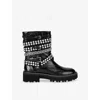Kurt Geiger Womens Blk/other Multi Strap Flat Leather Ankle Boots Eur 37 / 4 Uk In Black