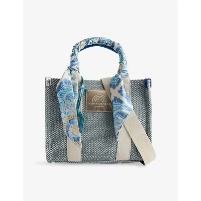 Kurt Geiger Womens  London Southbank Small Brand-patch Woven Shoulder Bag In Blue/pal C