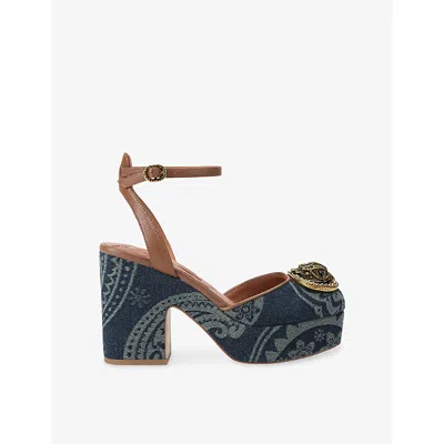 Kurt Geiger Womens  London Chelsea Denim Platform Heels In Blue