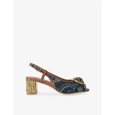 Kurt Geiger Womens Blue/pal.c Chelsea Heeled Woven Sling-back Courts Eur 41 / 8 Uk