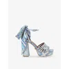 Kurt Geiger 115mm Pierra Ankle-tie Platform Sandals In Blue/pal.c