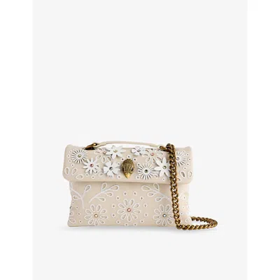 Kurt Geiger Womens Kensington Flower Leather Shoulder-bag Bone