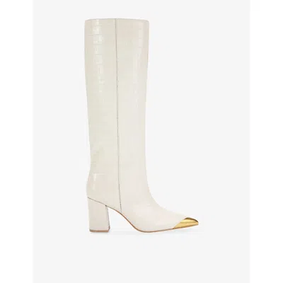 KURT GEIGER WOMENS BONE REGENT CAP LEATHER KNEE-HIGH BOOTS EUR 36 / 3 UK