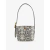 Kurt Geiger London Small Chelsea Snake Embossed Leather Bucket Bag In Bone/comb