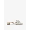 Kurt Geiger Womens  London Flower-embroidered Suede Heeled Sandals In Bone/comb
