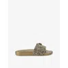 Kurt Geiger Womens Meena Eagle Crystal-embellished Rubber Slides Bronze Eur 39 / 6 Uk In Brown