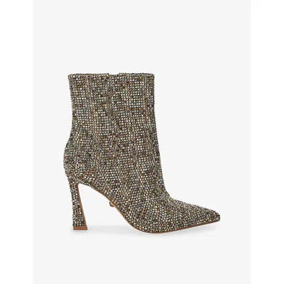Kurt Geiger Womens Candy Embellished Heeled Woven Ankle Boots Beige Comb Eur 37 / 4 Uk In Gray