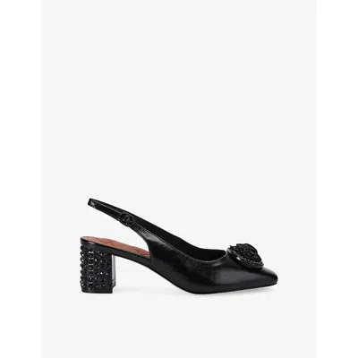 Kurt Geiger Womens Chelsea Block Drench Leather Slingback Pumps Black