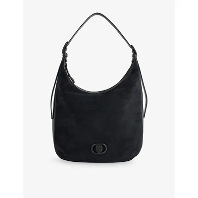 Kurt Geiger Womens Black Chelsea Large Suede Hobo Bag