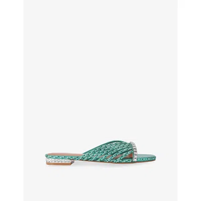 Kurt Geiger Womens Crystal Strap Woven Mules Green Eur 42/ 9 Uk