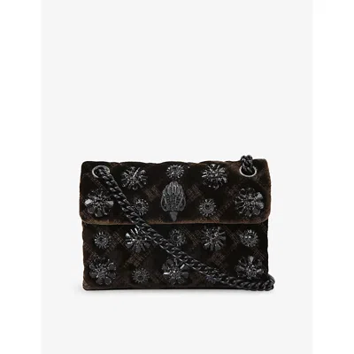Kurt Geiger Womens Kensington Velvet Mini Bag Dark Brown