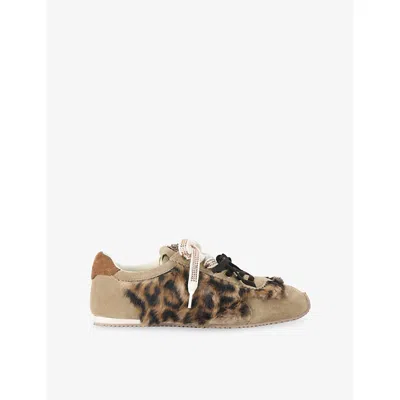 Kurt Geiger Womens Dk.brn Com Islington Suede Trainers Eur 37 / 4 Uk In Multi