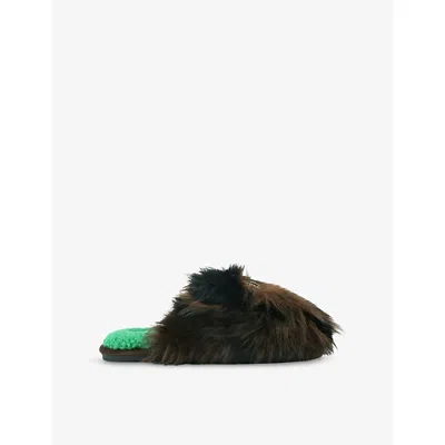 Kurt Geiger Womens Dk.brn Com Kensington Faux-fur Slippers Eur 38/5 Uk