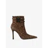 Kurt Geiger Womens Dk.brn Com Mansion Leopard Heeled Suede Ankle Boots Eur 40 / 7 Uk In Animal Print