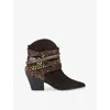 Kurt Geiger Womens Dk.brn Com Multi-strap Heeled Suede Ankle Boots Eur 40 / 7 Uk In Brown