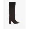 Kurt Geiger Womens Dk.brn Com Regent Cap Suede Knee-high Boots Eur 39 / 6 Uk In Black