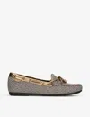 Kurt Geiger Houndstooth Eagle-head Moccasins In Beige