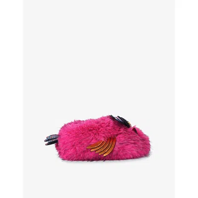 Kurt Geiger Womens Eagle Fluff Faux Fur Slippers Fushia Cmb Eur 41-42/8-9 Uk In Pink