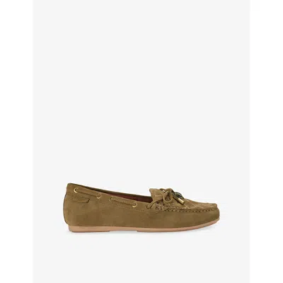 Kurt Geiger Womens Eagle Suede Moccasin Loafers Tan Comb Eur 40 / 7 Uk