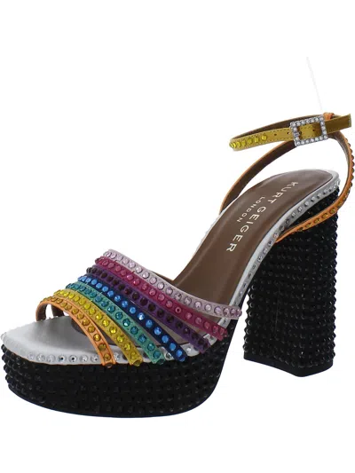 Kurt Geiger Womens Embellished Ankle Strap Platform Sandals In Multi