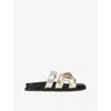 Kurt Geiger Leather Eagle Cut Out Sandal In Metallic