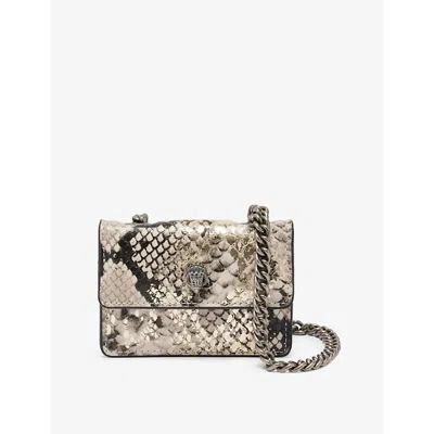 Kurt Geiger Womens Gold Comb Micro Kensington Snake-print Faux-leather Shoulder Bag