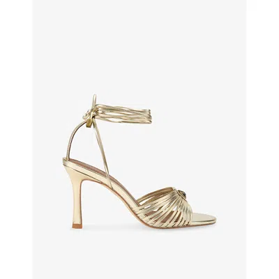 Kurt Geiger Womens Gold Tie Multi-strap Heeled Leather Sandals Eur 39 / 6 Uk