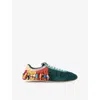 Kurt Geiger Womens Islington Beaded Suede Trainers Green Comb Eur 38/5 Uk In Multi