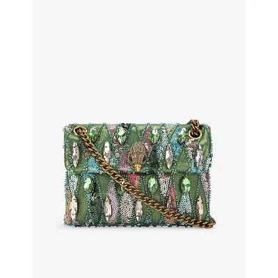 Kurt Geiger Womens Kensington Sequin Woven Mini Bag Green Comb