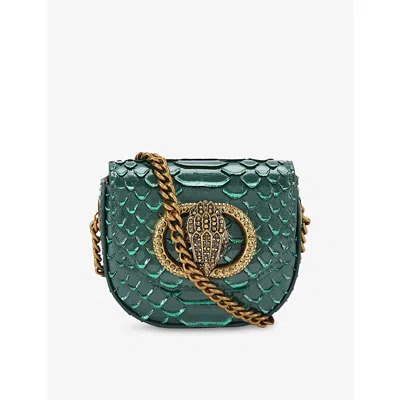 Kurt Geiger Womens Green Micro Chelsea Leather Saddle Bag