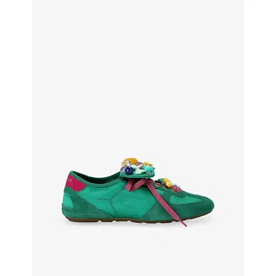 Kurt Geiger London Satin Printed Wembley Sneakers In Multi