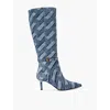 Kurt Geiger Denim Kensington Flexi Knee-high Boots In Denim