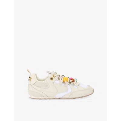 Kurt Geiger Womens Kurt Bead Suede Trainers Bone Eur 37 / 4 Uk