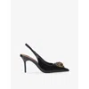 Kurt Geiger Womens  London Belgravia Eagle Patent-leather Heeled Slingbacks In Black
