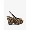 Kurt Geiger London Belgravia Platform Wedge Slingback Pump In Brown/oth