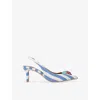 Kurt Geiger Womens  London Belgravia Sling-back Woven Heeled Courts In White/oth