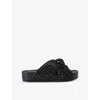 Kurt Geiger Womens Blk/other Chelsea Crystal-embellished Cross-strap Faux-leather Sandals Eur 41 / 8 Uk In Blk/other