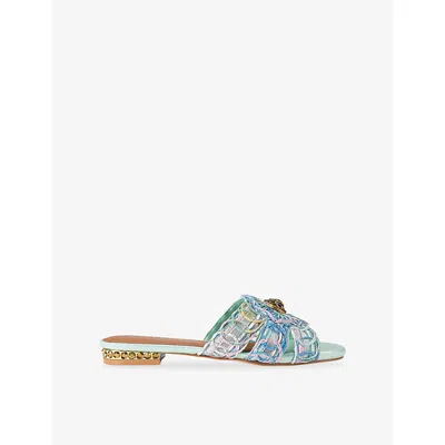 Kurt Geiger Womens  London Chelsea Flat Woven Sandals In Blue