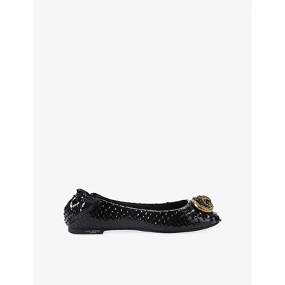 KURT GEIGER WOMENS BLACK CHELSEA LEATHER BALLET FLATS EUR 39 / 6 UK